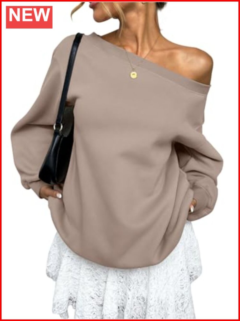 Oversized Off Shoulder Fleece Pullover Sweatshirt Women's Cozy Cotton Long